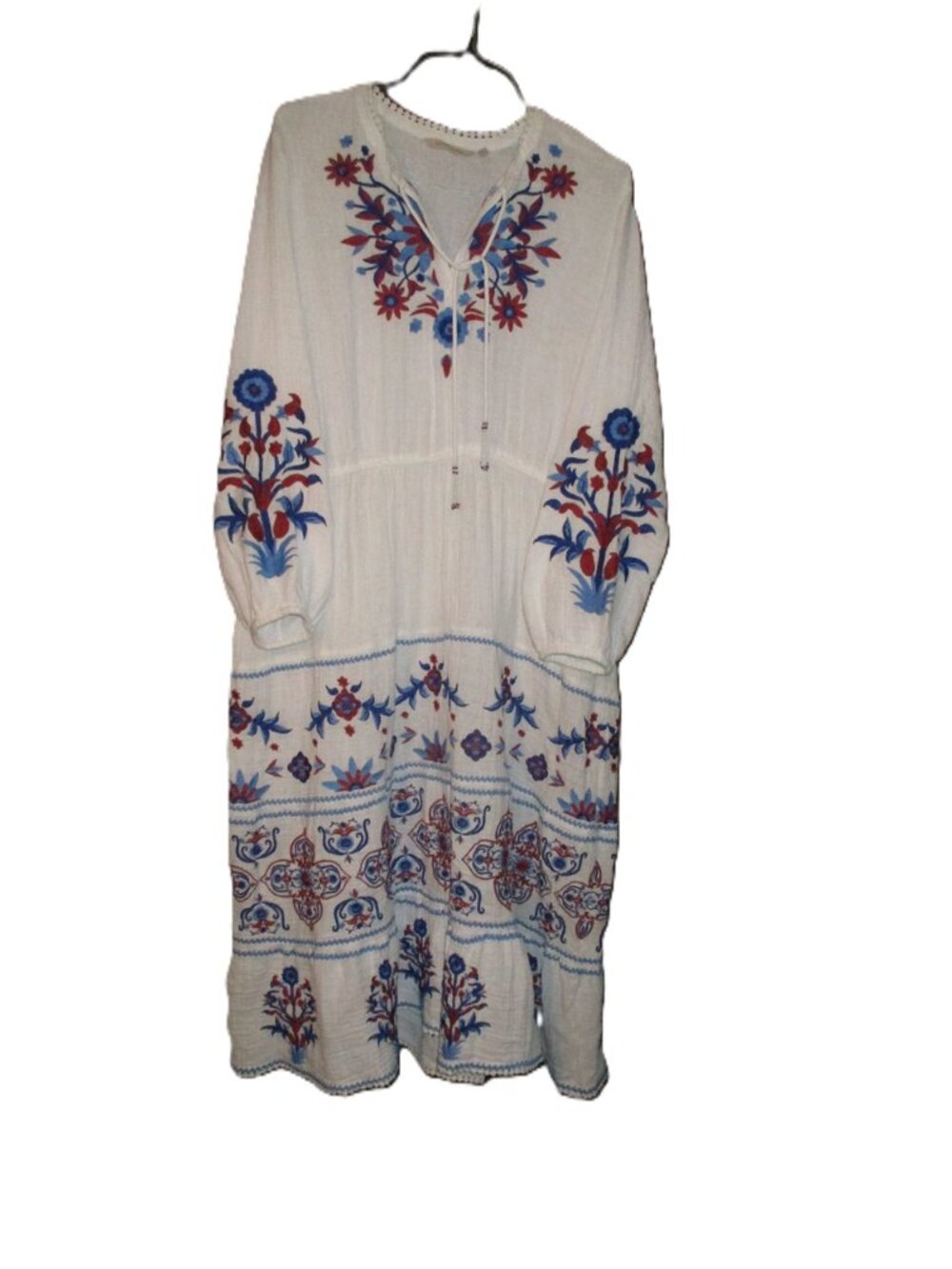 SOFT SURROUNDINGS Sarnia Embroidered  Midi Cotton Gauze Dress XLarge - Picture 7 of 9